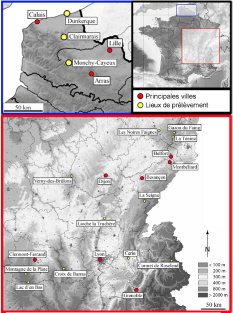Sites sampled for determination of shell construction of testate amoebae